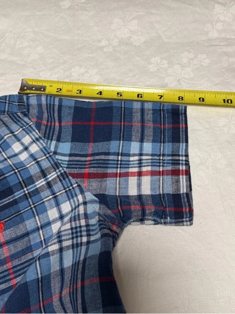 Boys Ralph Lauren Navy, White & Red Plaid Short-Sleeve Button-Down Shirt